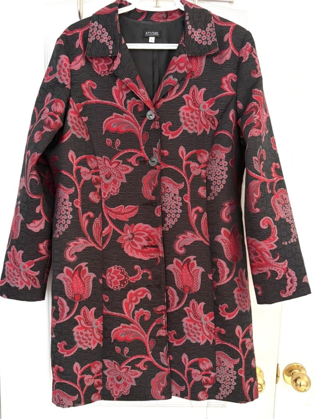 Attitude Floral Brocade Dress Coat Size L